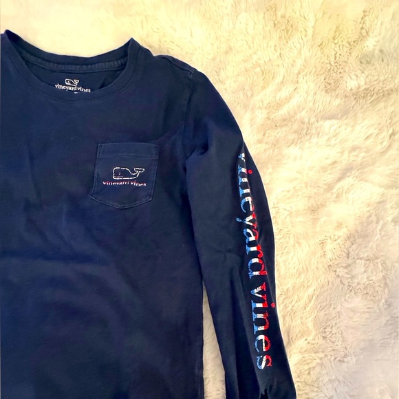 Vineyard Vines Kids Navy Long Sleeve Shirt, S, 7-8 - Picture 3 of 7